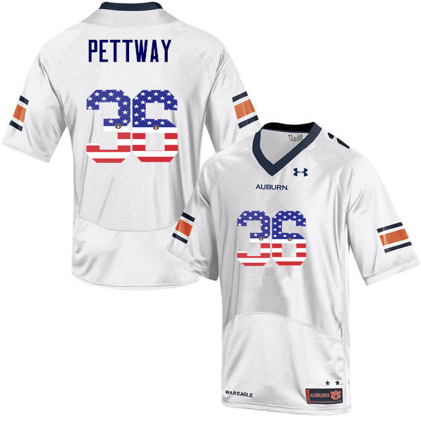 Men #36 Kamryn Pettway Auburn Tigers USA Flag Fashion College Football Jerseys-White - Click Image to Close